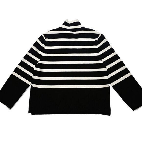 H&M Women’s Striped Turtleneck Sweater Black Ivory Fine Knit Size M - Picture 7 of 14